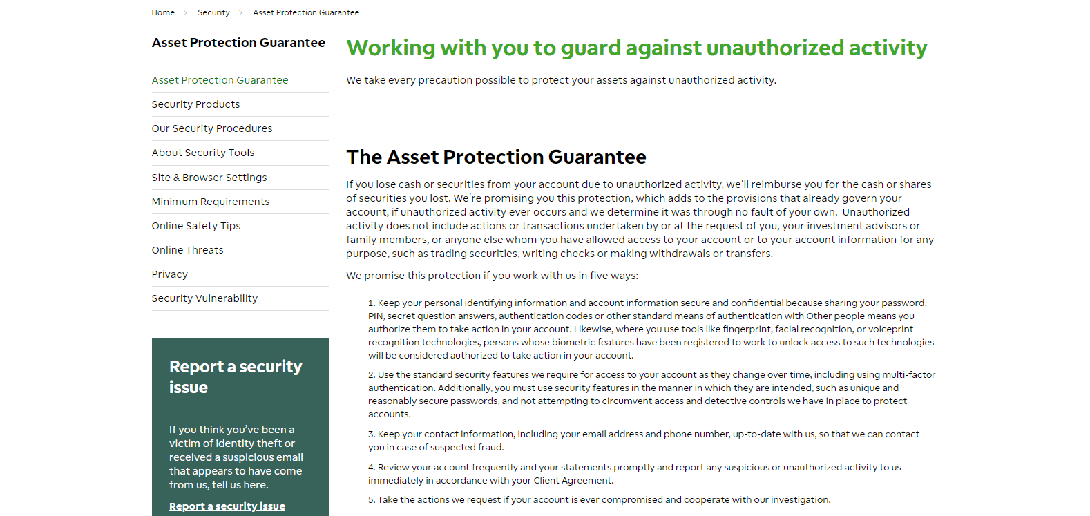 TD Ameritrade Review asset protection guarantee